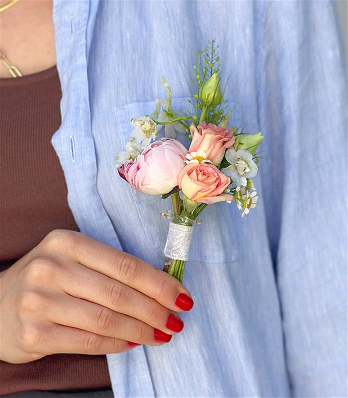 Aloura Lucas Şakayık Gül Lucas Gelin Buketi Damat Yaka Çiçeği Seti