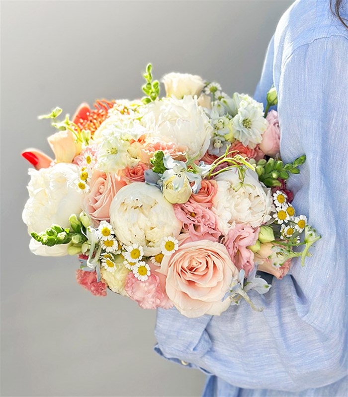 Aloura Lucas Şakayık Gül Lucas Gelin Buketi Damat Yaka Çiçeği Seti