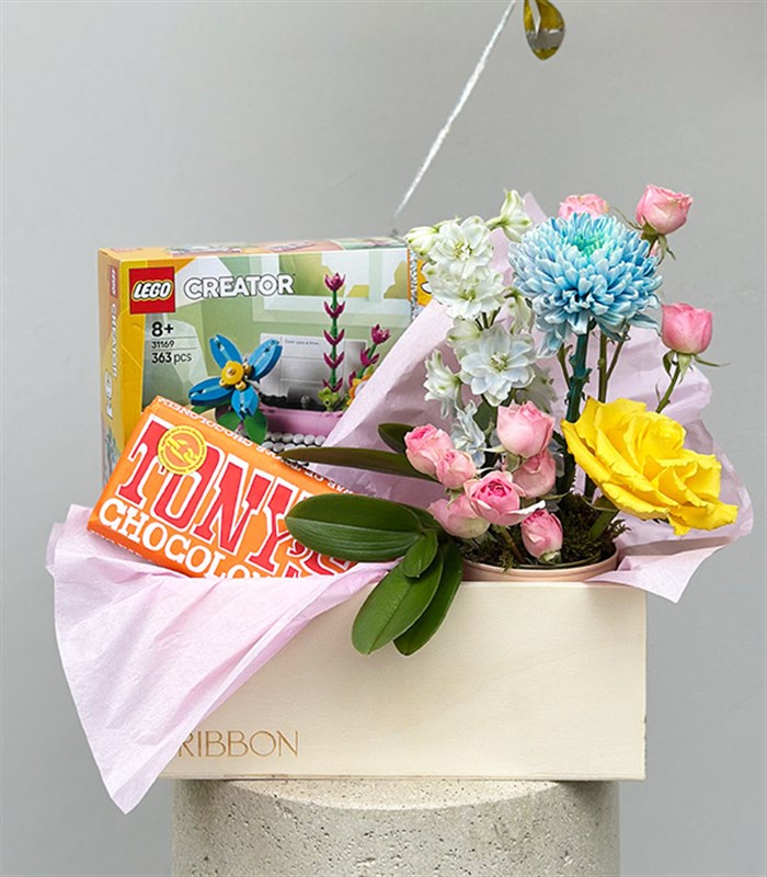 Happy Birthday LEGO Creator Çiçek Balon Hediye Kutusu