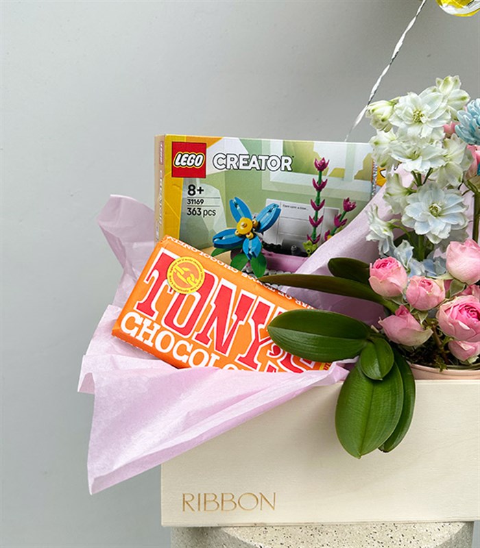 Happy Birthday LEGO Creator Çiçek Balon Hediye Kutusu