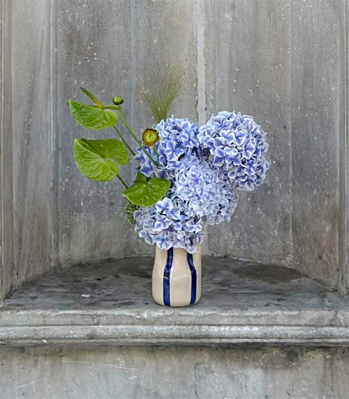 Galata El İşi Seramik Vazoda Ortanca Antoryum Aranjmanı