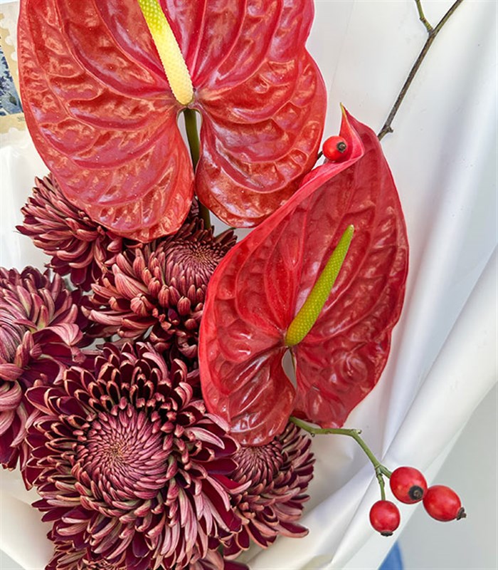Topkapı Bloom Stamp Bordo Antoryum Anastasya İstanbul Buketi