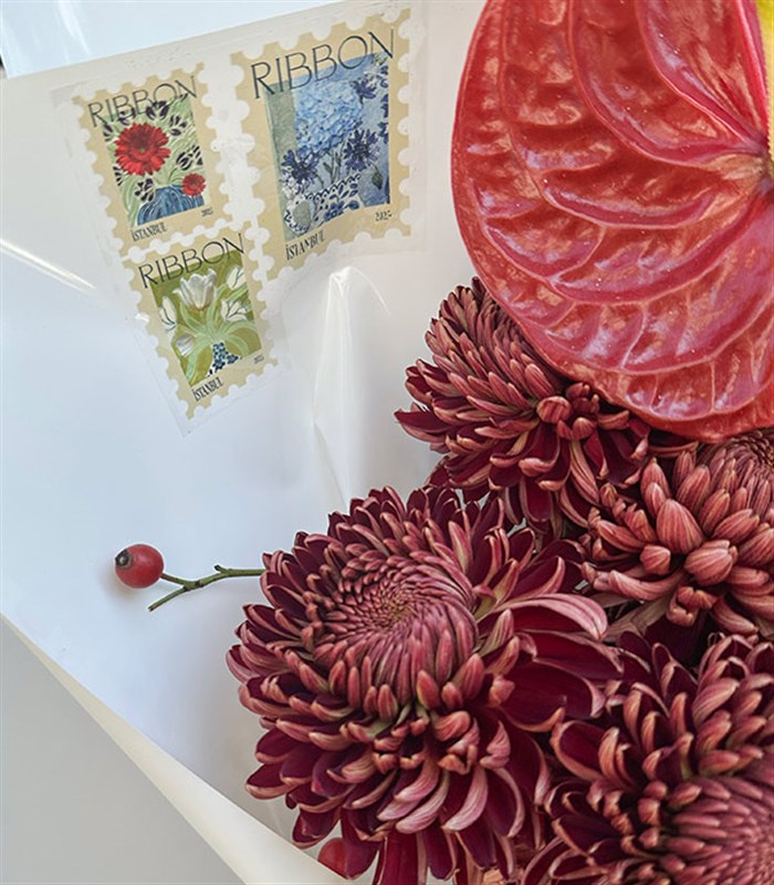 Topkapı Bloom Stamp Bordo Antoryum Anastasya İstanbul Buketi