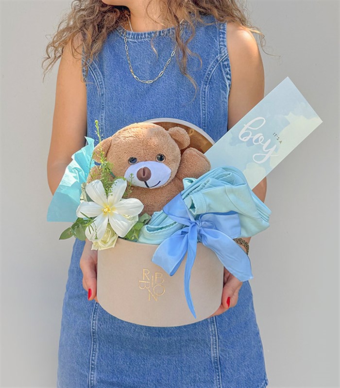 Its a Boy Mini Peluş Ayıcıklı Yenidoğan Bebek Tebrik Kutusu