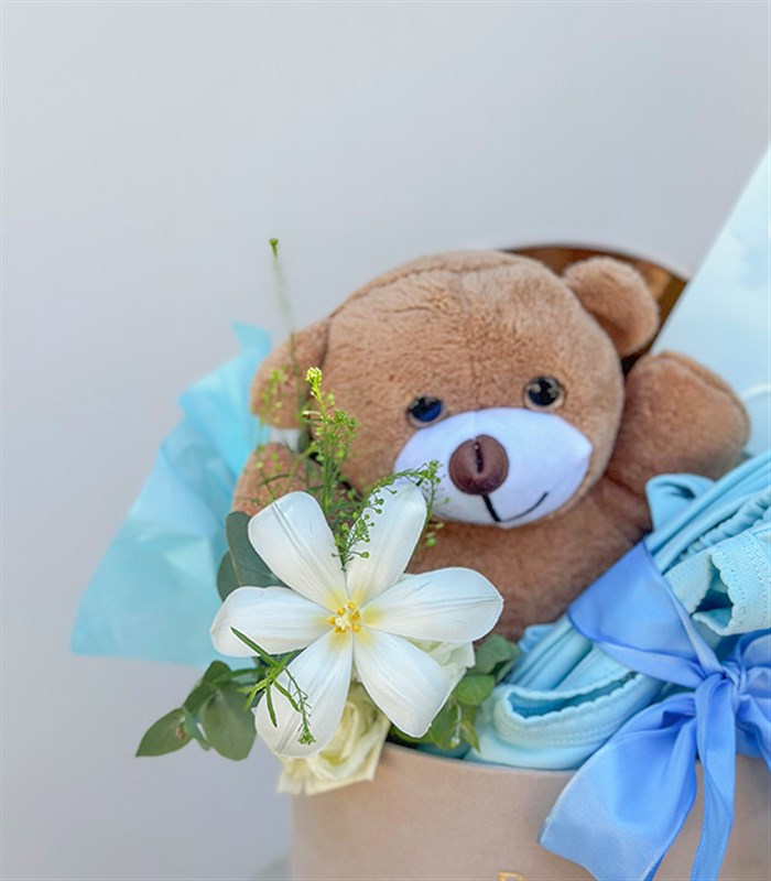 Its a Boy Mini Peluş Ayıcıklı Yenidoğan Bebek Tebrik Kutusu