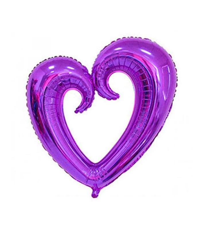 Mor Uçan Kalp Balon 100 cm