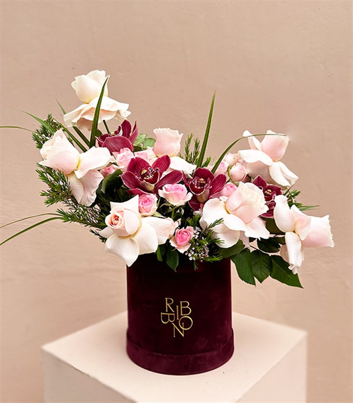 Serenity Bordo Kutu Pembe Güller