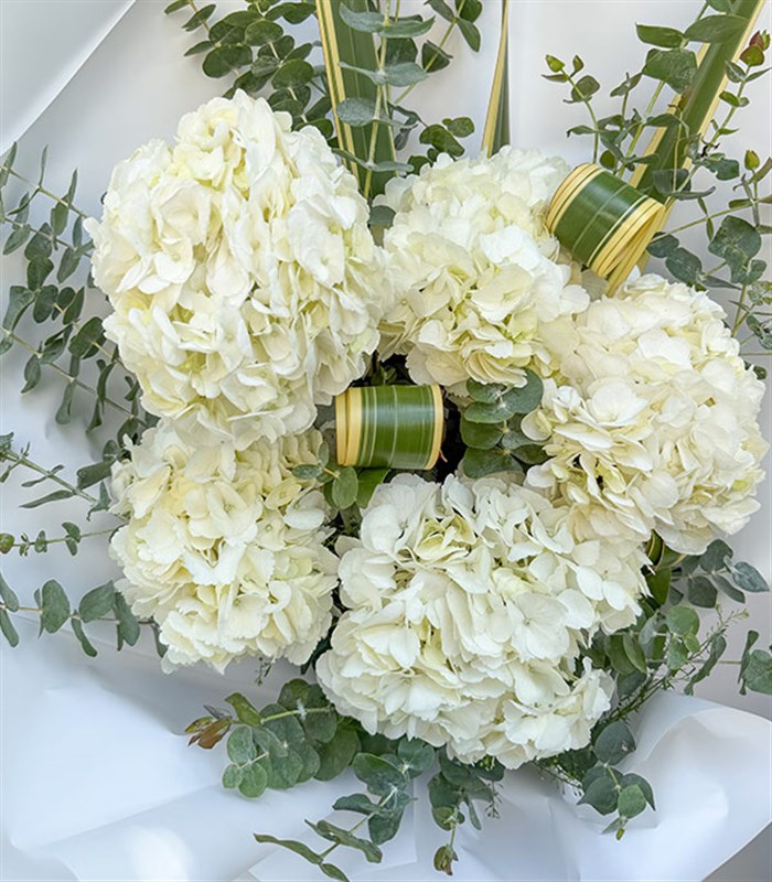 Deluxe Snowlace Beyaz Ortanca Buketi