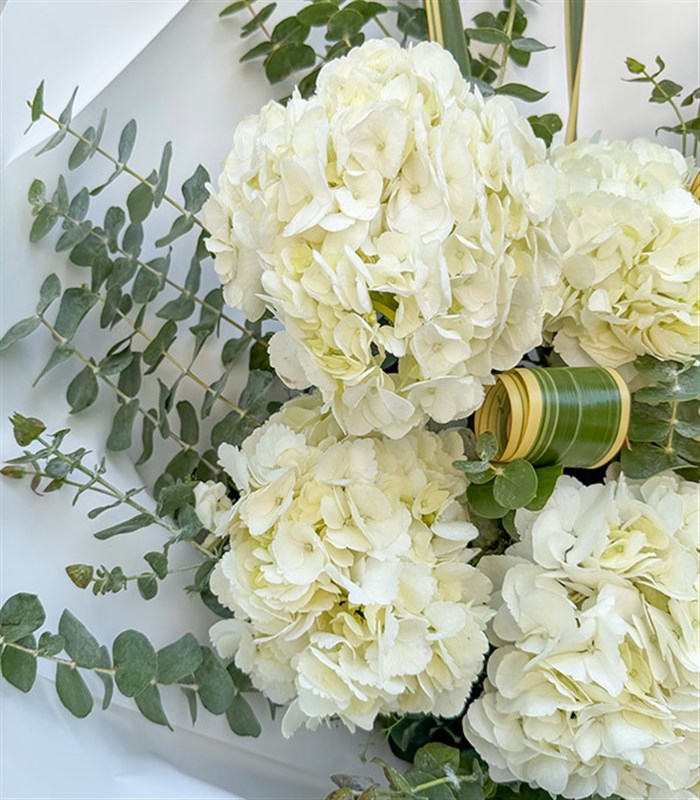 Deluxe Snowlace Beyaz Ortanca Buketi