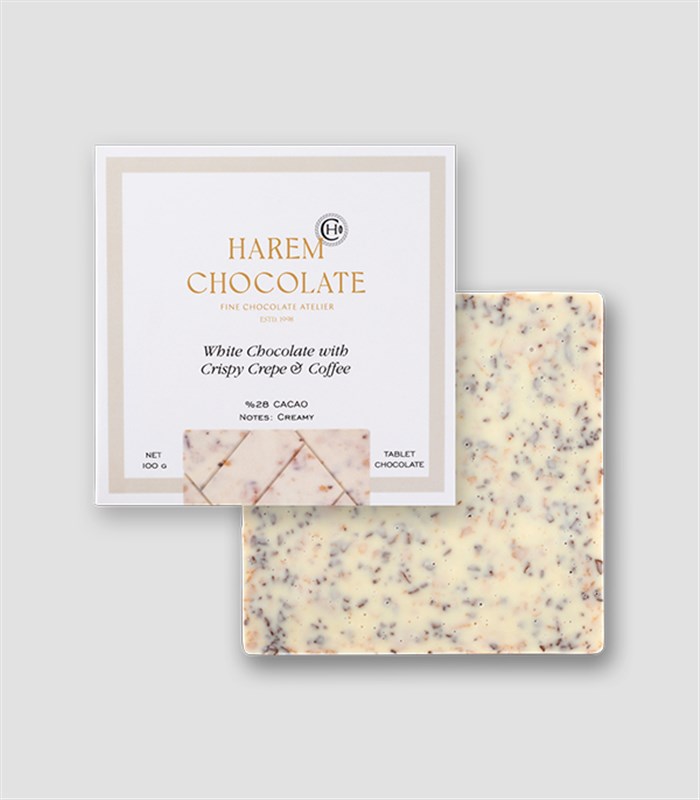 Harem Chocolate Kahveli & Krepli Beyaz Tablet Çikolata