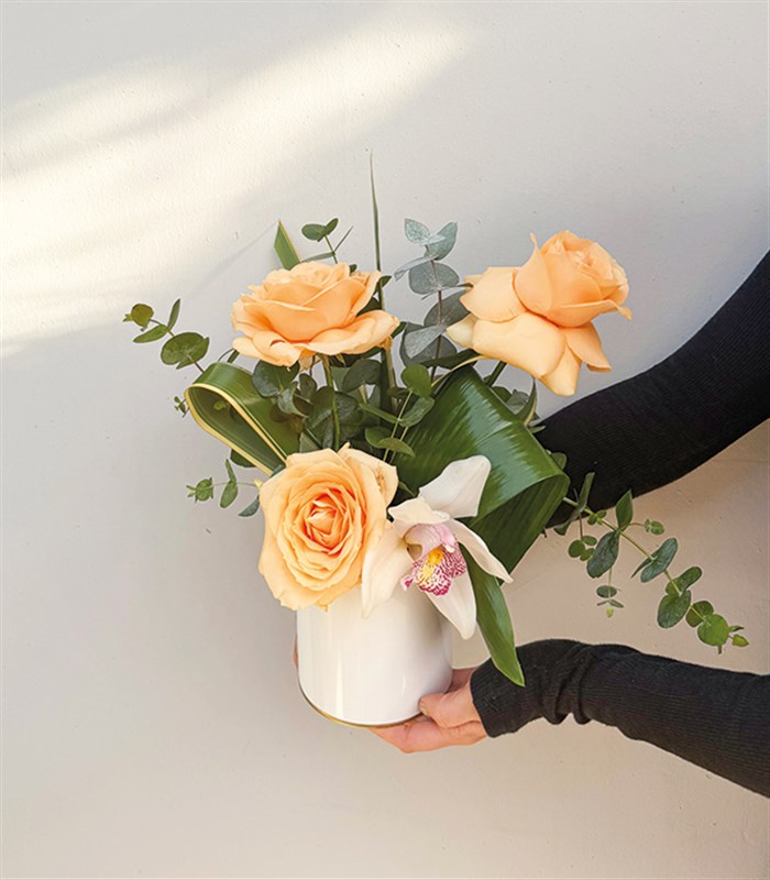 Mini Kayısı Gül Orkide Aranjmanı