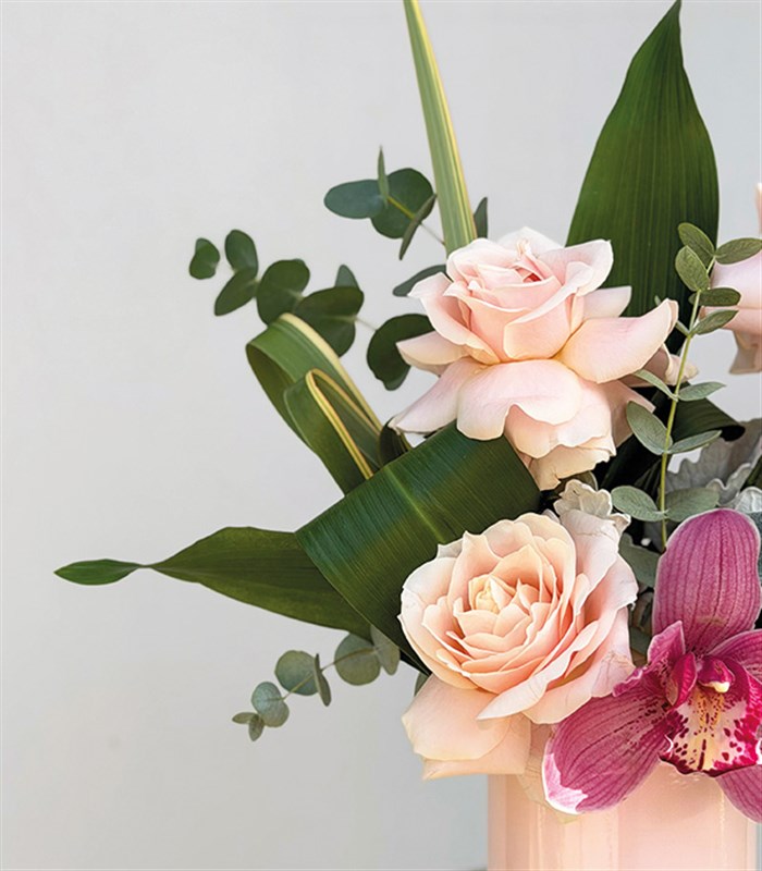 Mini Pembe Gül Orkide Aranjmanı