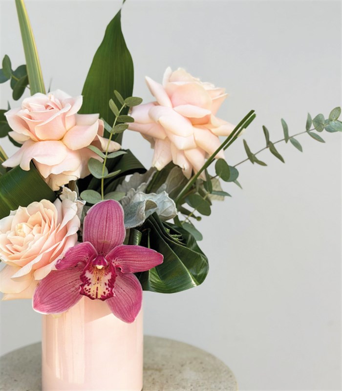 Mini Pembe Gül Orkide Aranjmanı