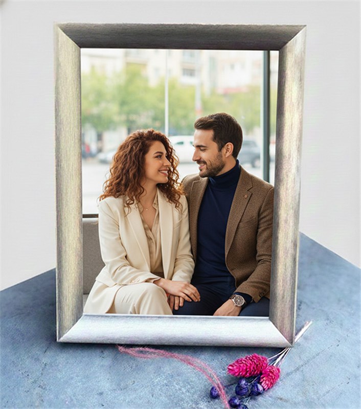 Kişiye Özel Fotoğraflı Çerçeve Silver