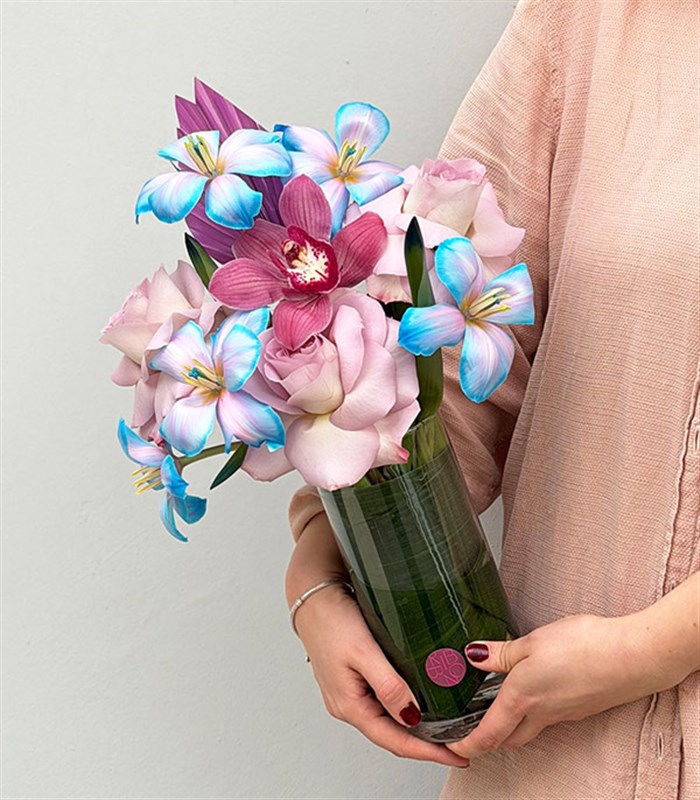 Unicorn Lale Lila Gül Vazo Aranjman