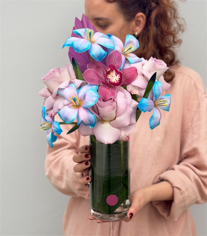 Unicorn Lale Lila Gül Vazo Aranjman