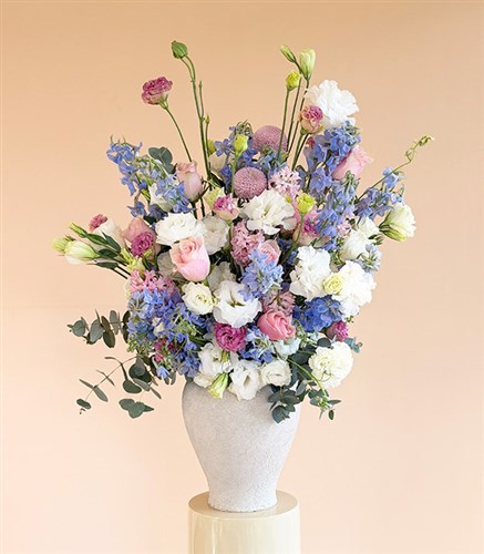 Forever Deluxe Krem Seramik Vazoda Pastel Çiçeği