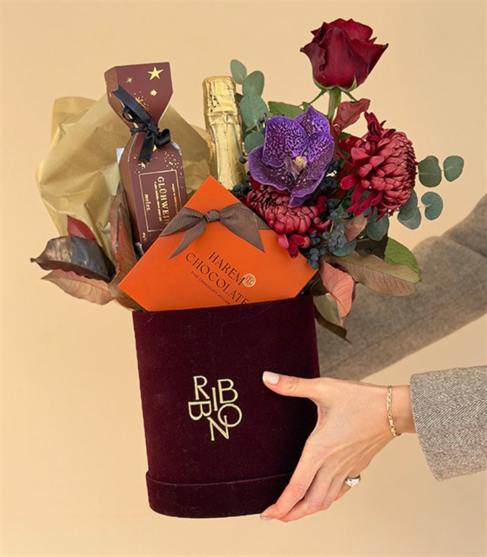 Alkolsüz Şampanyalı Bordo Kutlama Hediye Kutusu