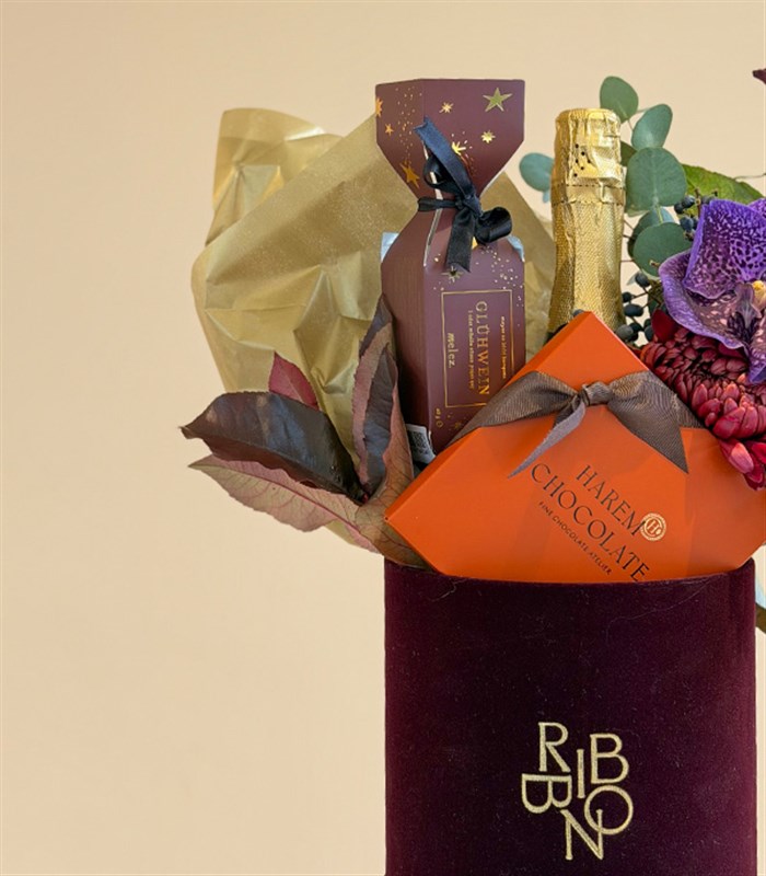 Alkolsüz Şampanyalı Bordo Kutlama Hediye Kutusu