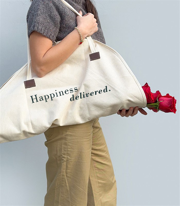 Just Love Deluxe Kanvas Çiçek Taşıma Çantasında 25 Kırmızı Gül Buketi