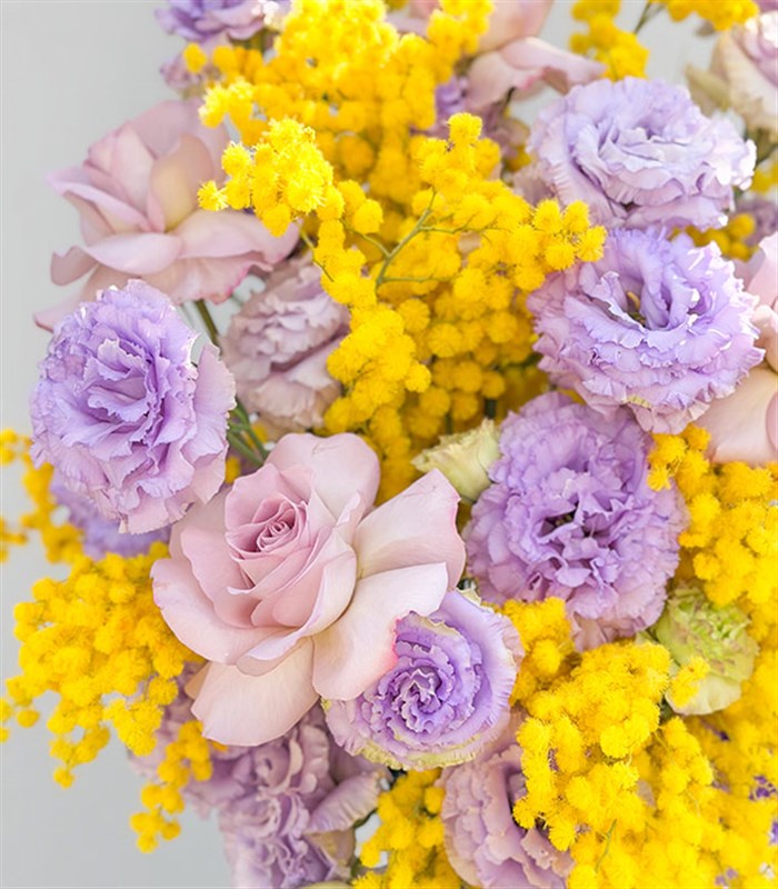 Spring Poeme Deluxe Lila Gül Mimoza Aranjmanı
