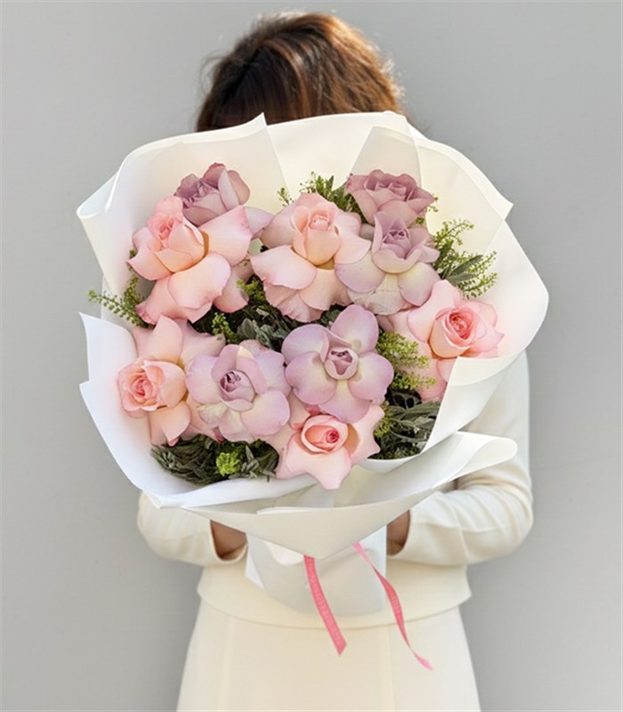 Lila Pembe Gül Buketi