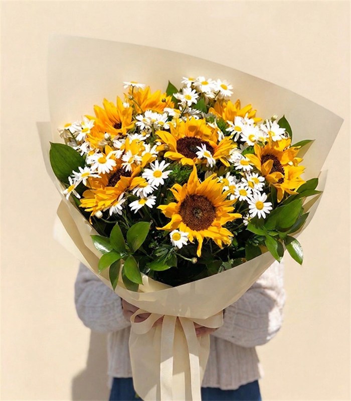 Trakya Esintisi Ayçiçek Papatya Buketi