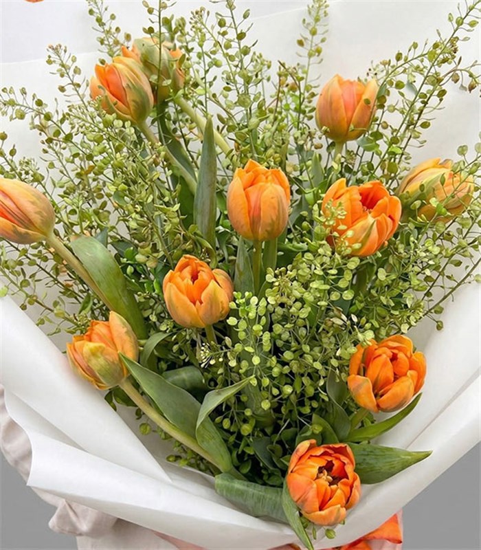 Günaydın Buketi 12 Turuncu Laleler