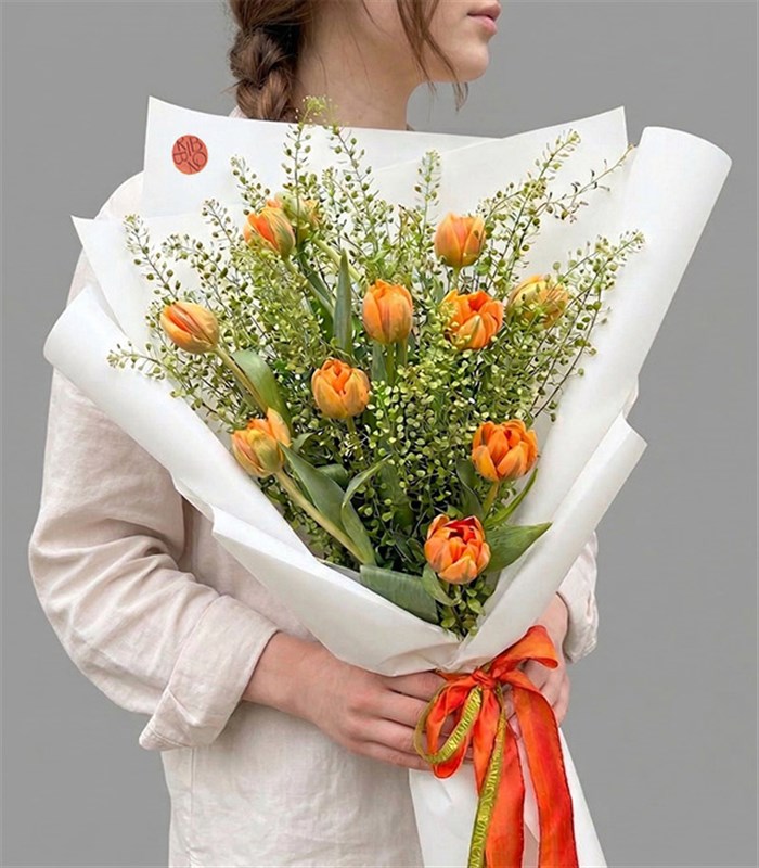 Günaydın Buketi 12 Turuncu Laleler