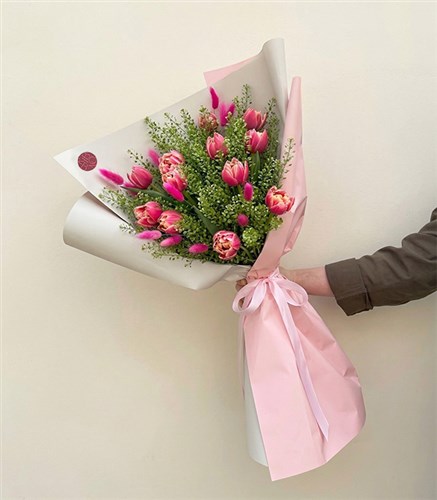 First Love 12 Pink Tulips Bouquet