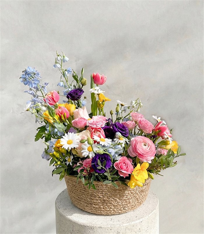 Paskalya Sepette Rengarenk Papatyalı Bahar Çiçekleri