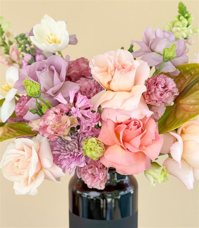 Flora Pembe Gül Sümbül Bahar Aranjmanı