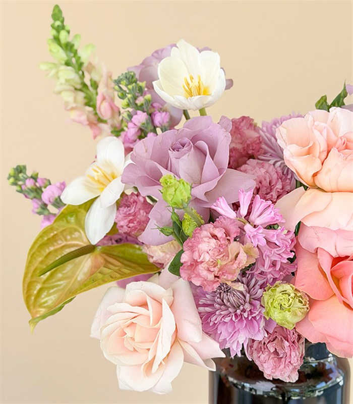 Flora Pembe Gül Sümbül Bahar Aranjmanı