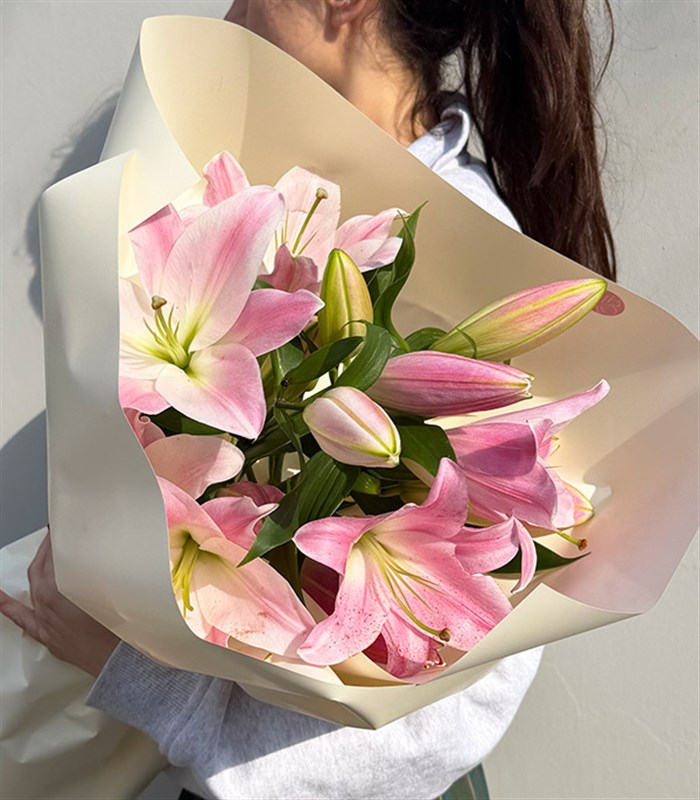 Lilies Pembe Lilyum Buketi