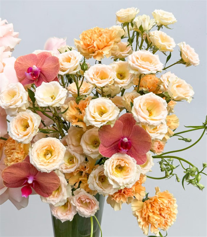 Pearl Salmon Rose Vase Arrangement