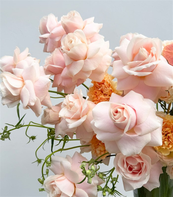 Pearl Salmon Rose Vase Arrangement
