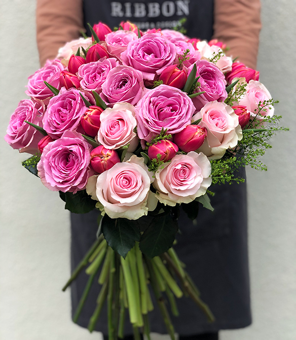 Pink Roses Tulips Bouquet