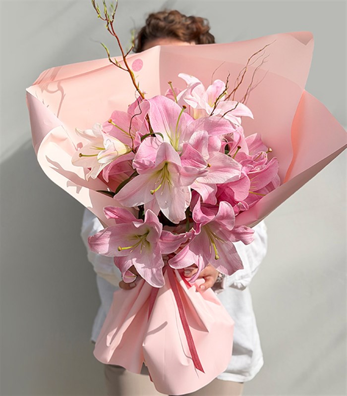 Lilies Pembe Lilyum Buketi