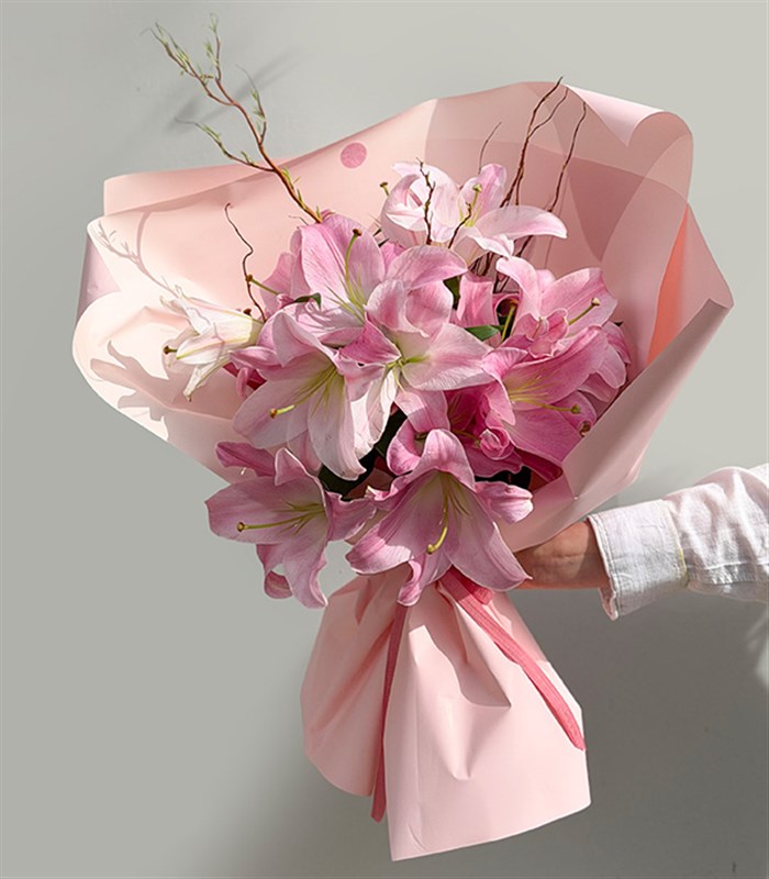 Lilies Pembe Lilyum Buketi
