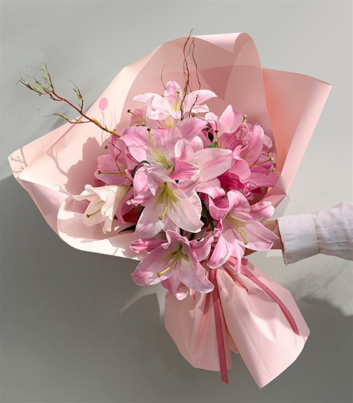 Lilies Pembe Lilyum Buketi