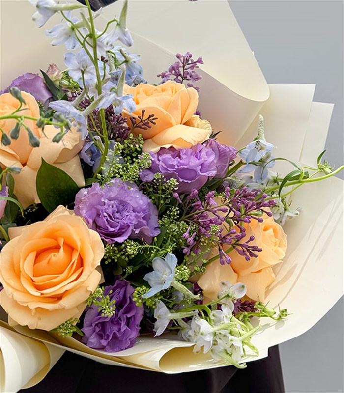 Amethyst Apricot Rose Lilac Mother's Day Bouquet