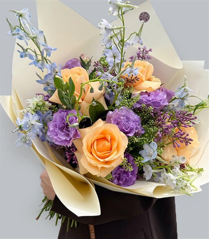 Amethyst Apricot Rose Lilac Mother's Day Bouquet