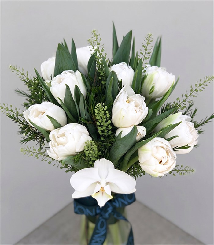 White Tulips Vase Arrangement