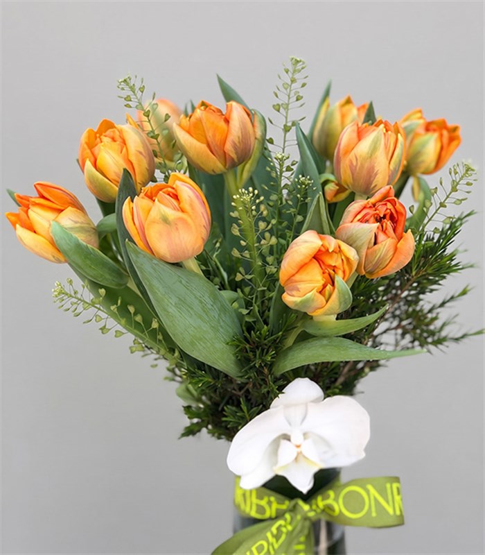 Orange Tulips Vase Arrangement