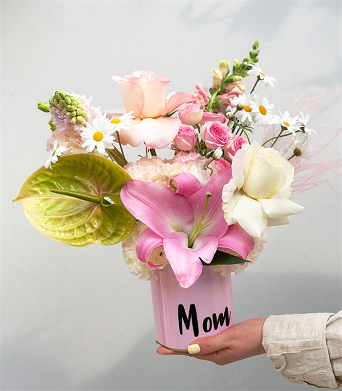 MOM Orange Pink Mothers Day Flower