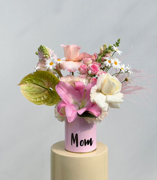 MOM Lilyum Sümbül Gül Pembe Anneler Günü Çiçeği