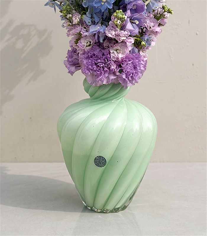 Ombre Ciel Limited Edition Blue Delphinium Arrangement in Mint Vase