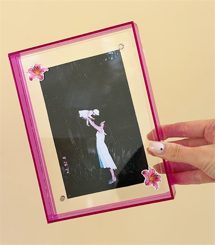 Pink Plexiglass Photo Frame with Lily Label