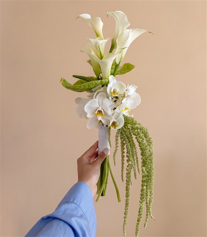 Poetic Serenity White Gala Anthurium Bridal Bouquet