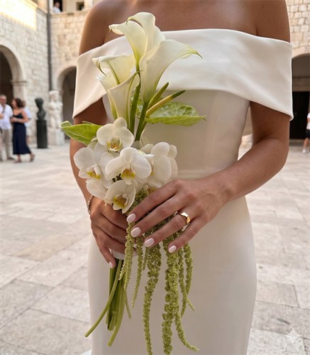 Poetic Serenity White Gala Anthurium Bridal Bouquet